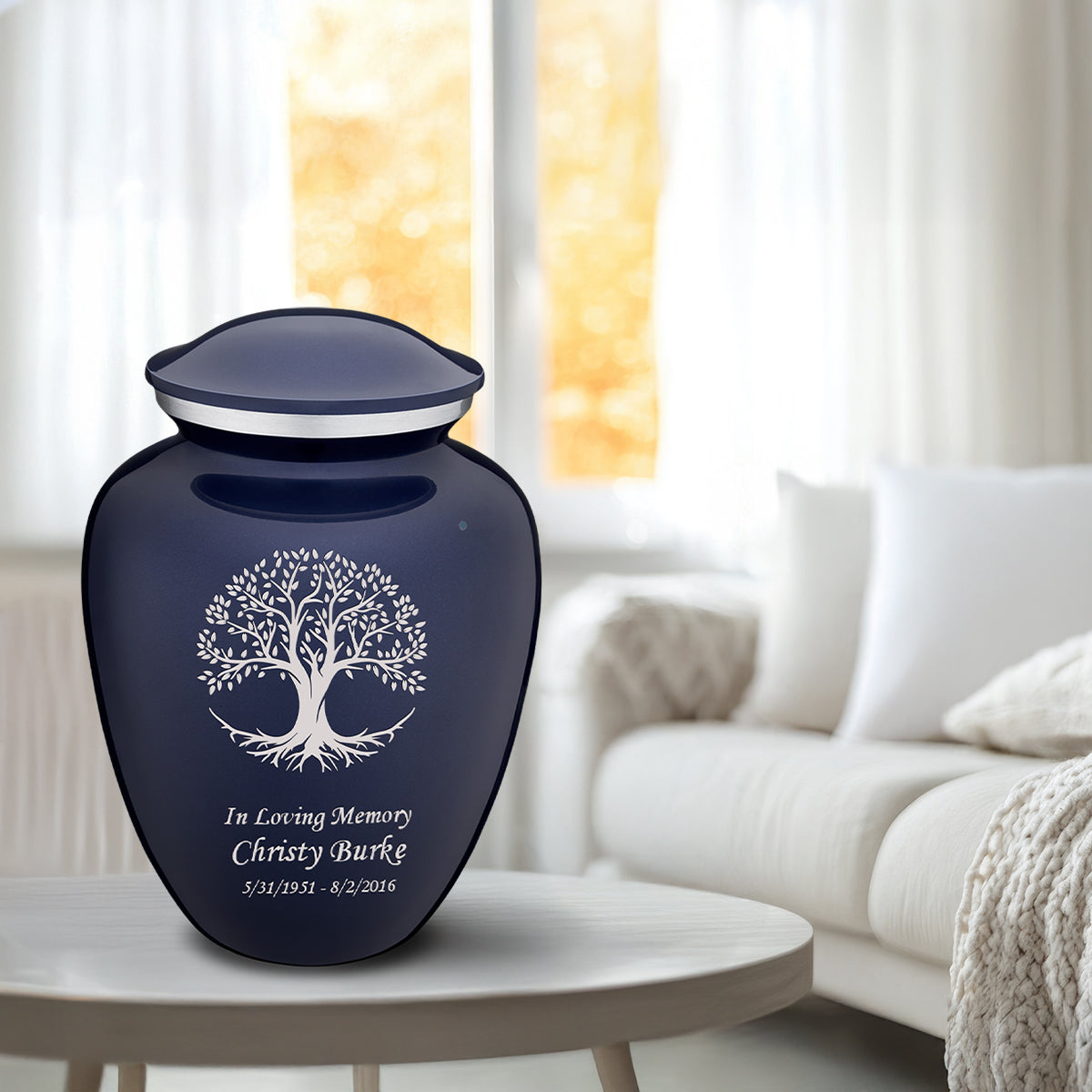 Adult Embrace Cobalt Blue Tree of Life Cremation Urn