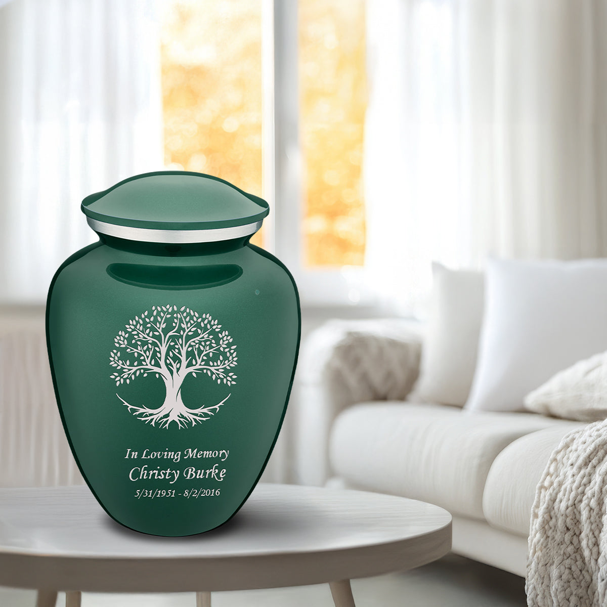 Adult Embrace Green Tree of Life Cremation Urn