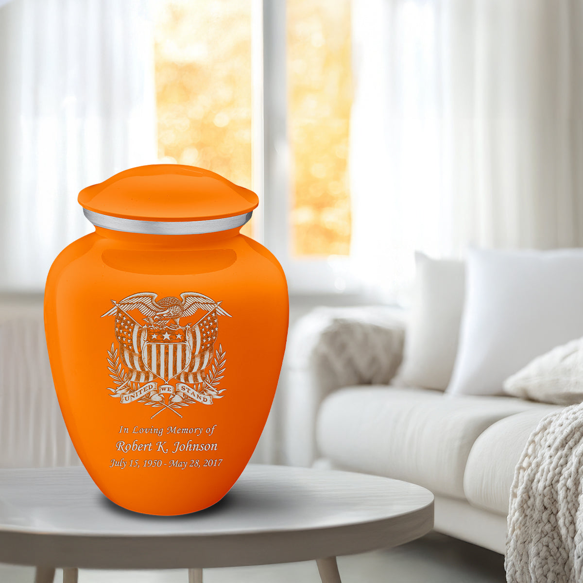 Adult Embrace Burnt Orange American Glory Cremation Urn