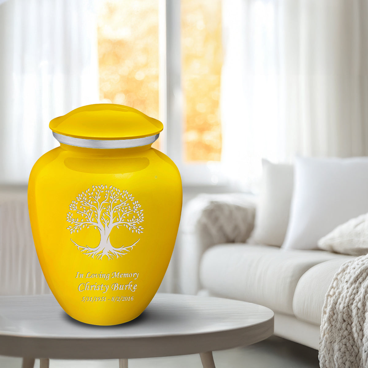 Adult Embrace Yellow Tree of Life Cremation Urn