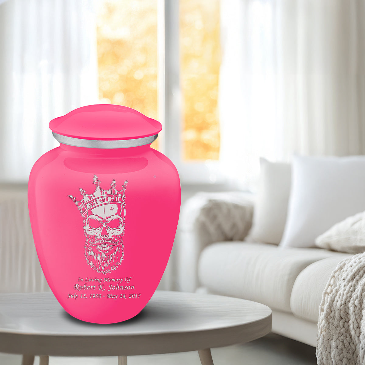 Adult Embrace Bright Pink Skull Cremation Urn