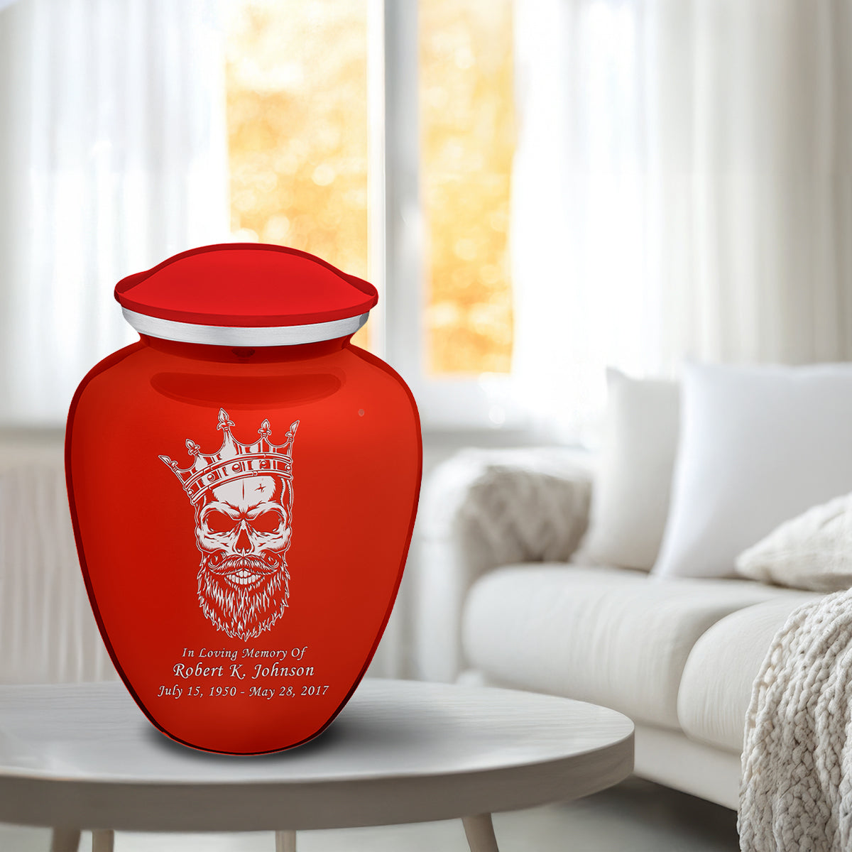 Adult Embrace Bright Red Skull Cremation Urn