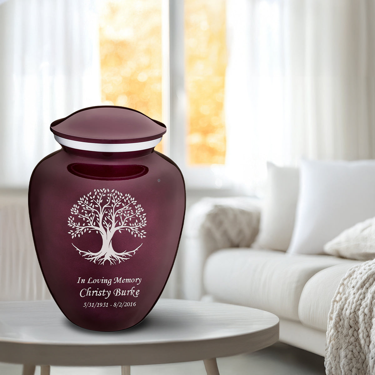 Adult Embrace Cherry Purple Tree of Life Cremation Urn
