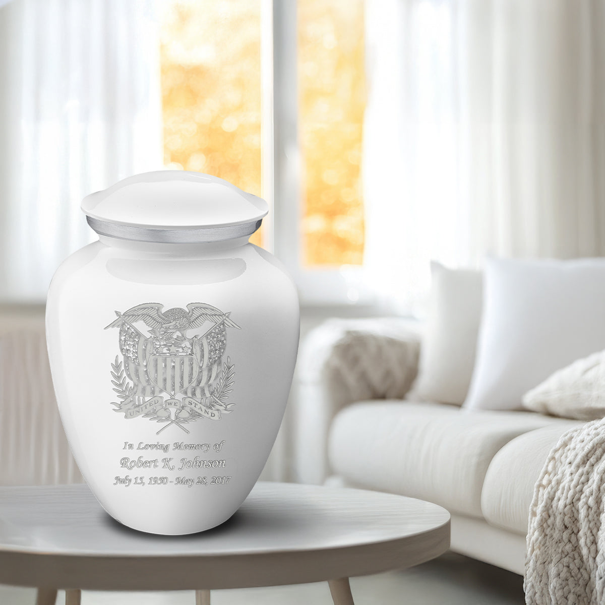 Adult Embrace White American Glory Cremation Urn