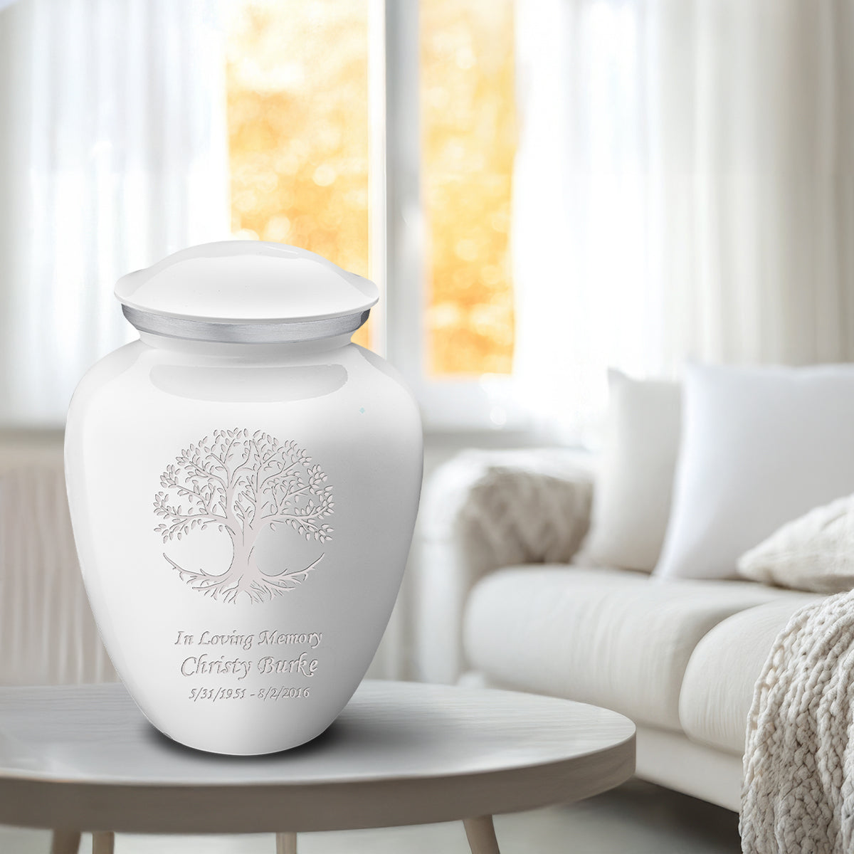 Adult Embrace White Tree of Life Cremation Urn