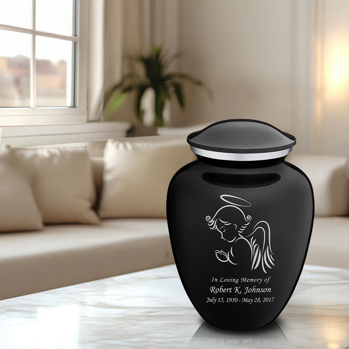 Adult Embrace Black Angel Cremation Urn