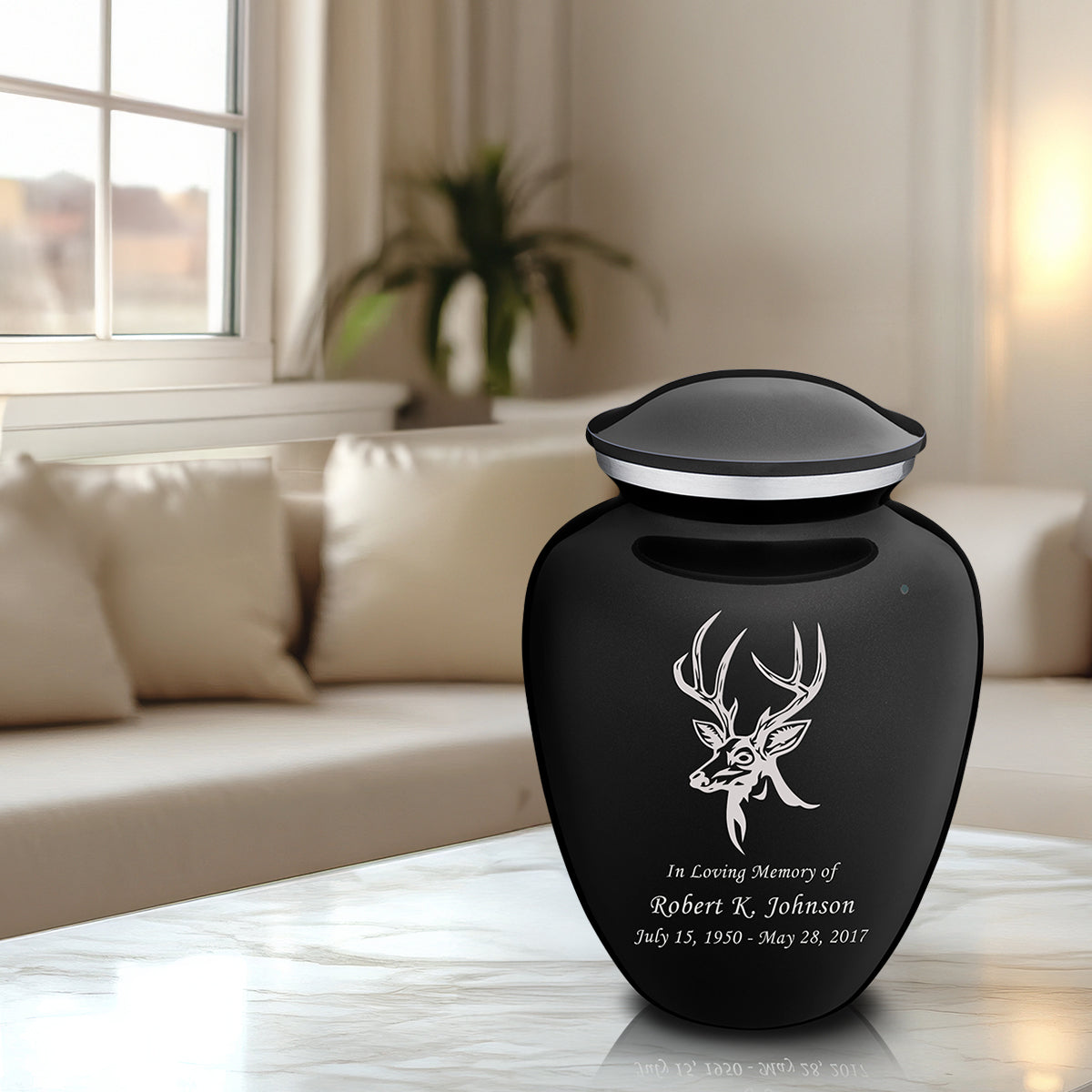 Adult Embrace Black Deer Cremation Urn