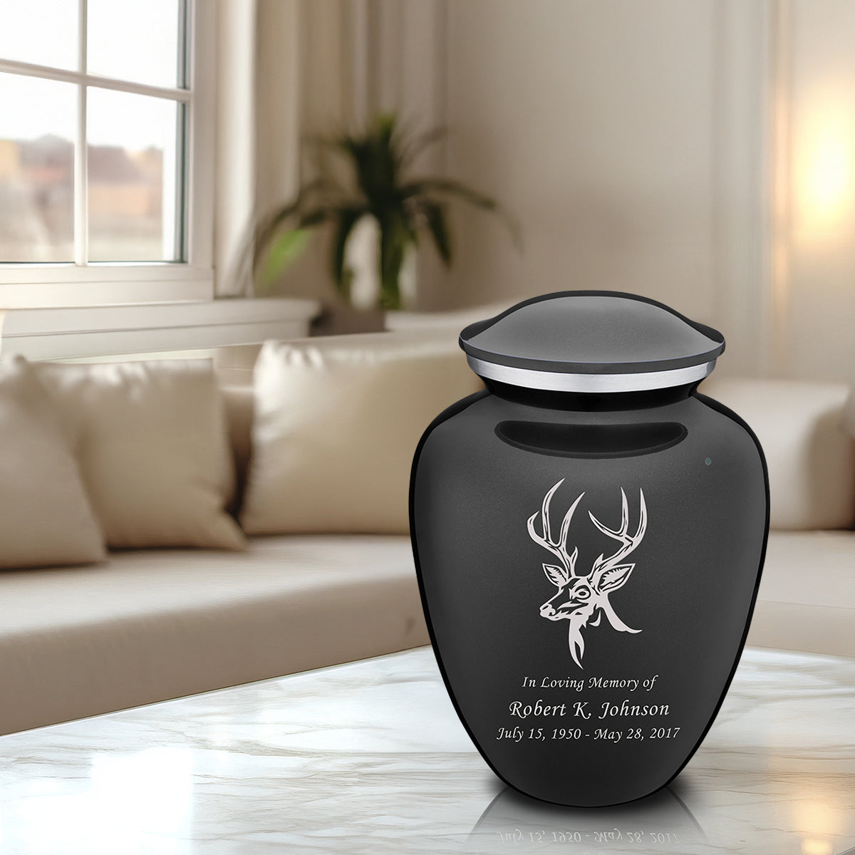 Adult Embrace Charcoal Grey Deer Cremation Urn