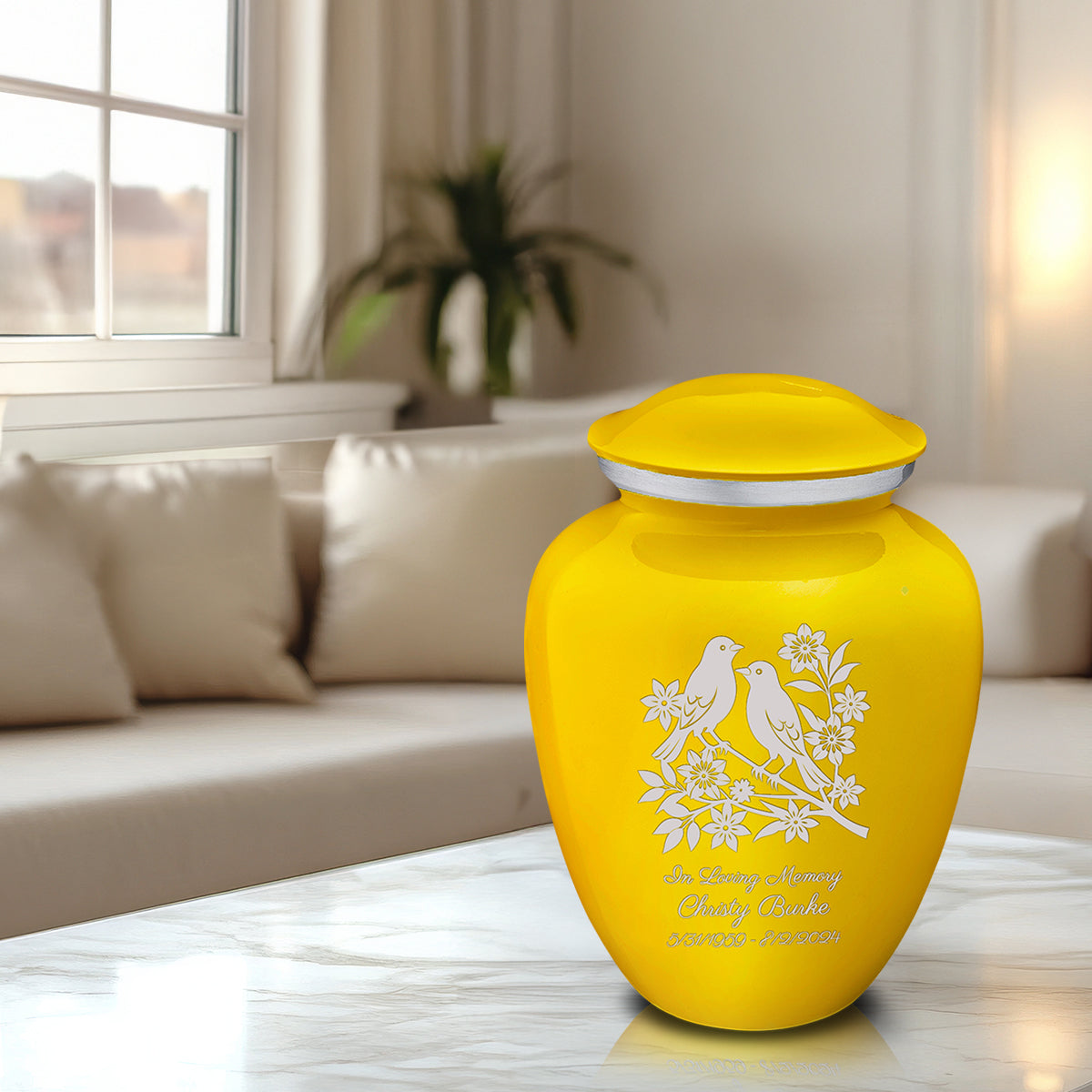 Adult Embrace Yellow Songbirds Cremation Urn