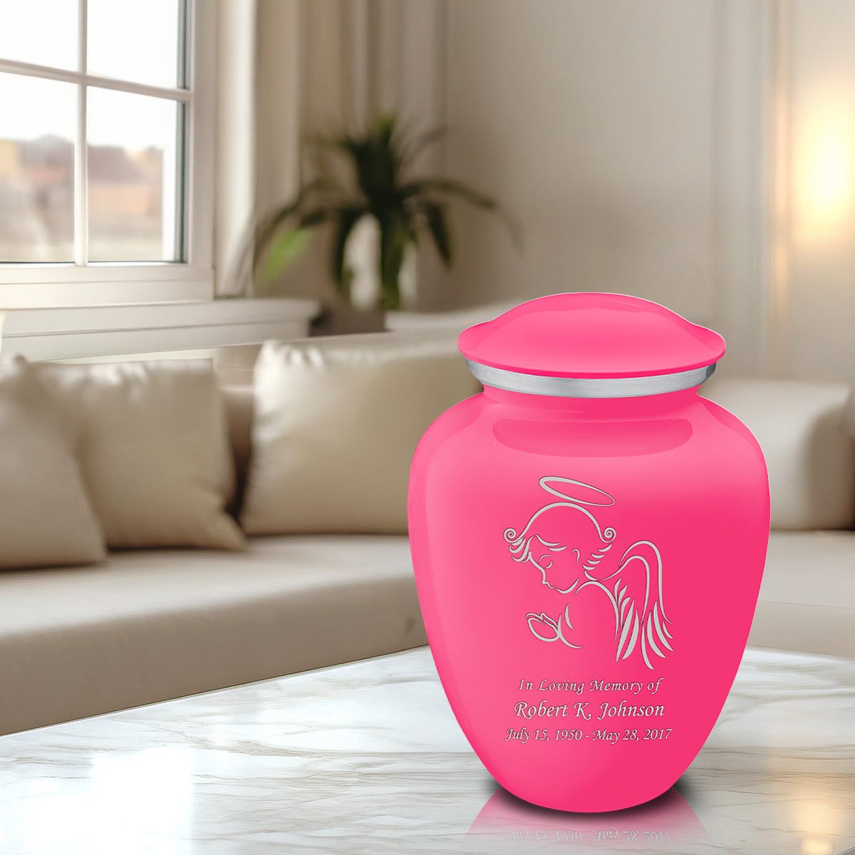 Adult Embrace Bright Pink Angel Cremation Urn