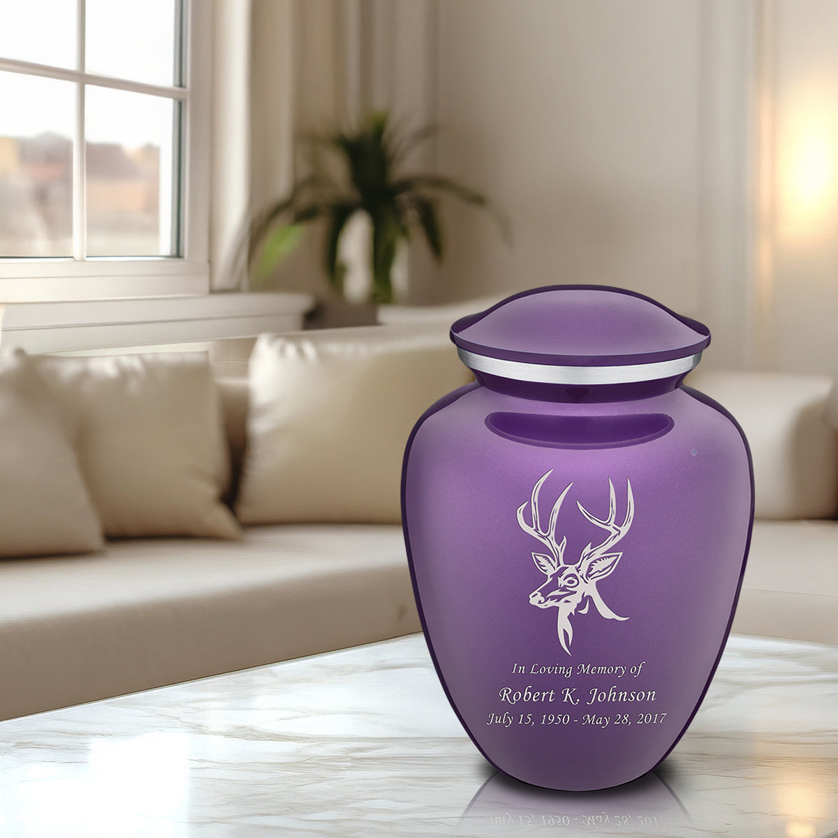 Adult Embrace Purple Deer Cremation Urn