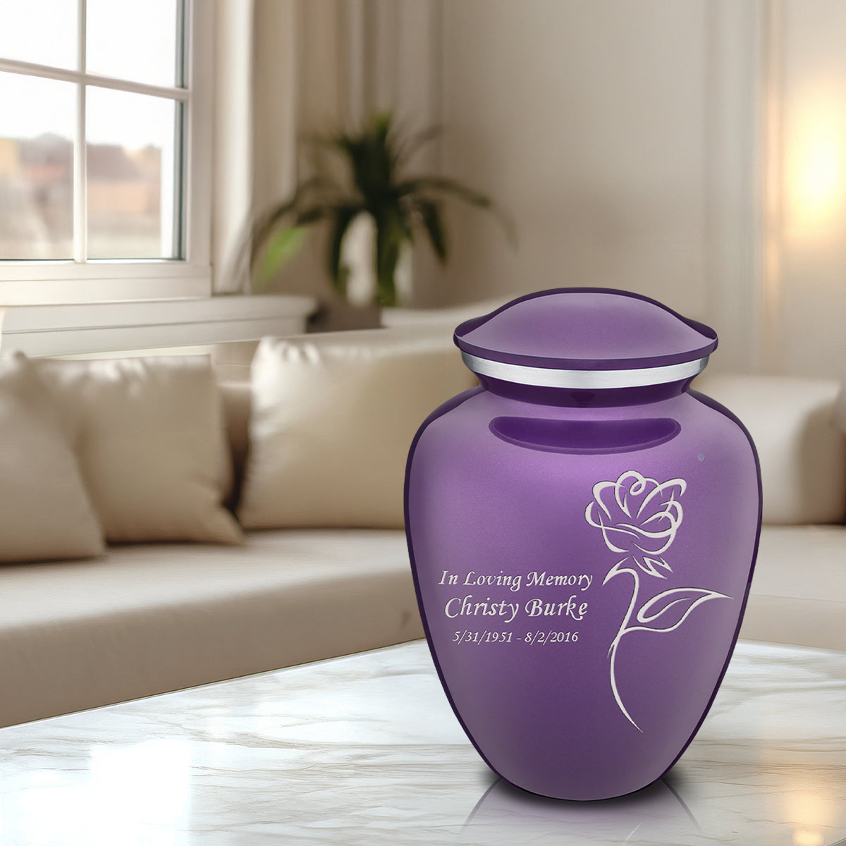 Adult Embrace Purple Rose Cremation Urn