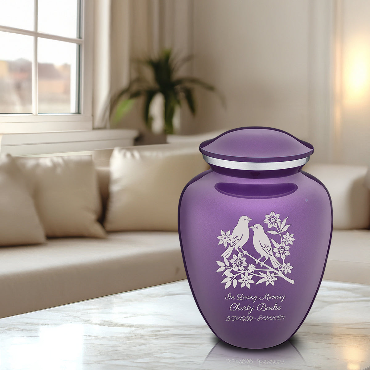 Adult Embrace Purple Songbirds Cremation Urn