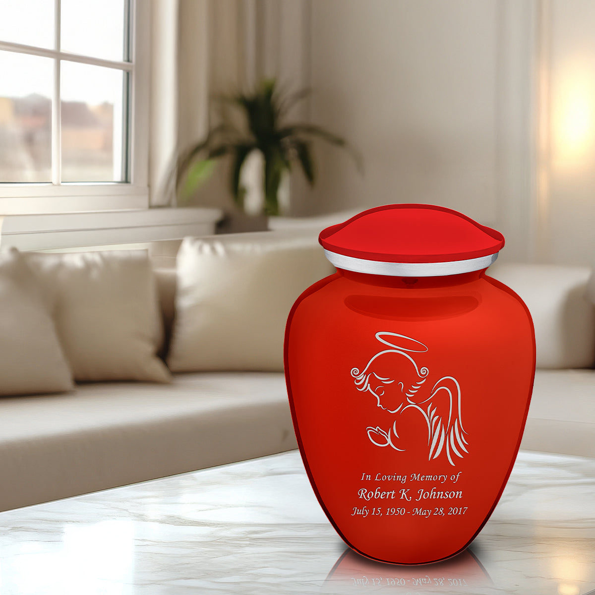 Adult Embrace Bright Red Angel Cremation Urn