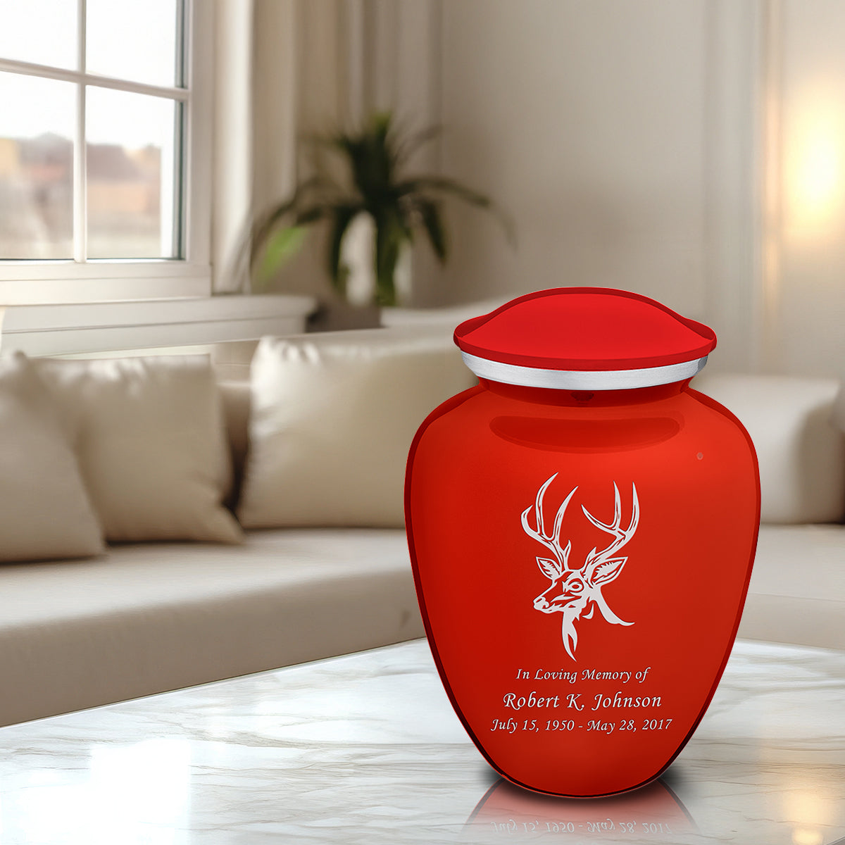 Adult Embrace Bright Red Deer Cremation Urn