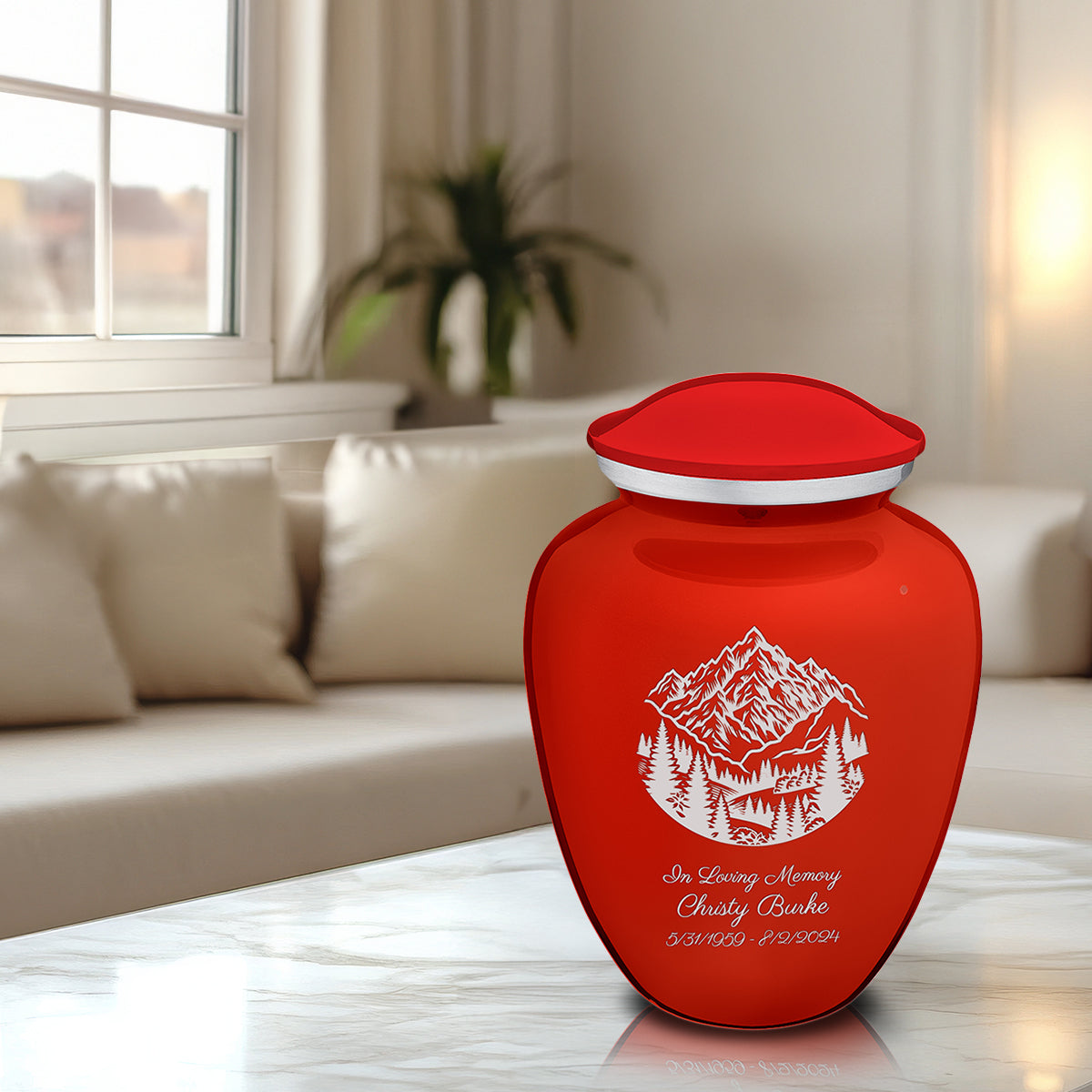 Adult Embrace Bright Red Rocky Mountains Cremation Urn
