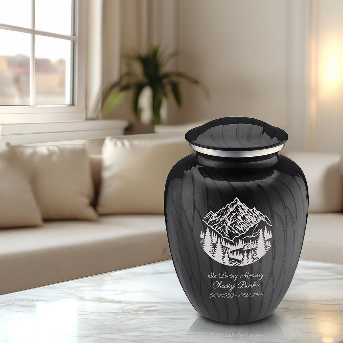 Adult Embrace Pearl Black Rocky Mountains Cremation Urn