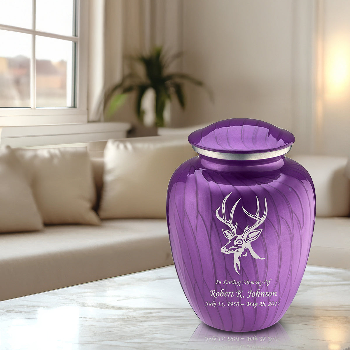 Adult Embrace Pearl Purple Deer Cremation Urn