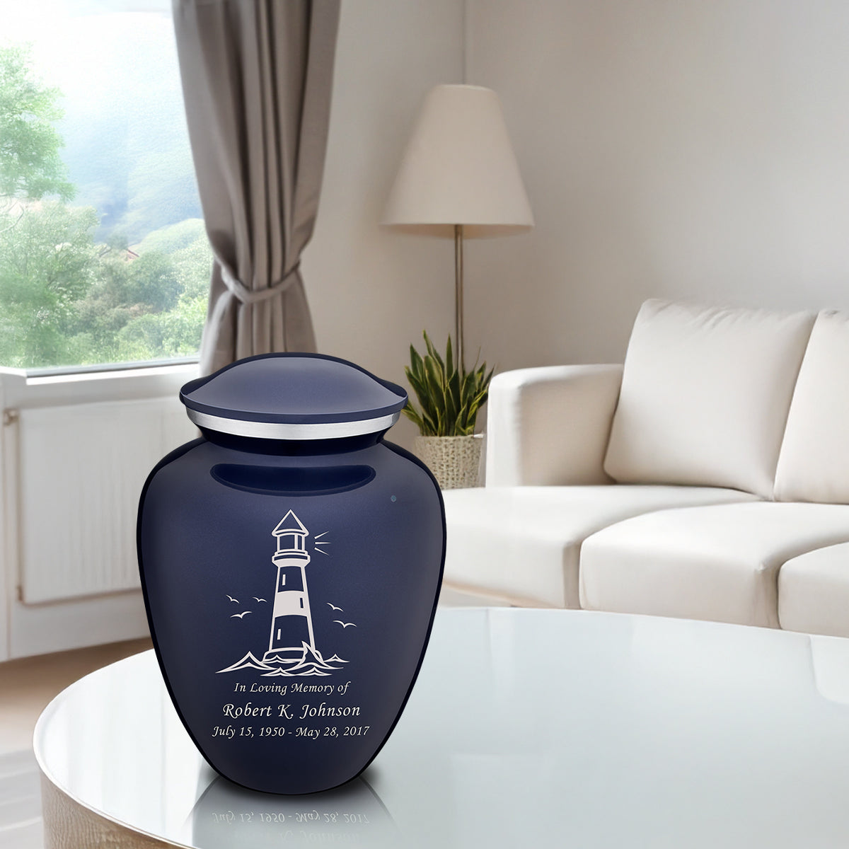 Adult Embrace Cobalt Blue Lighthouse Cremation Urn