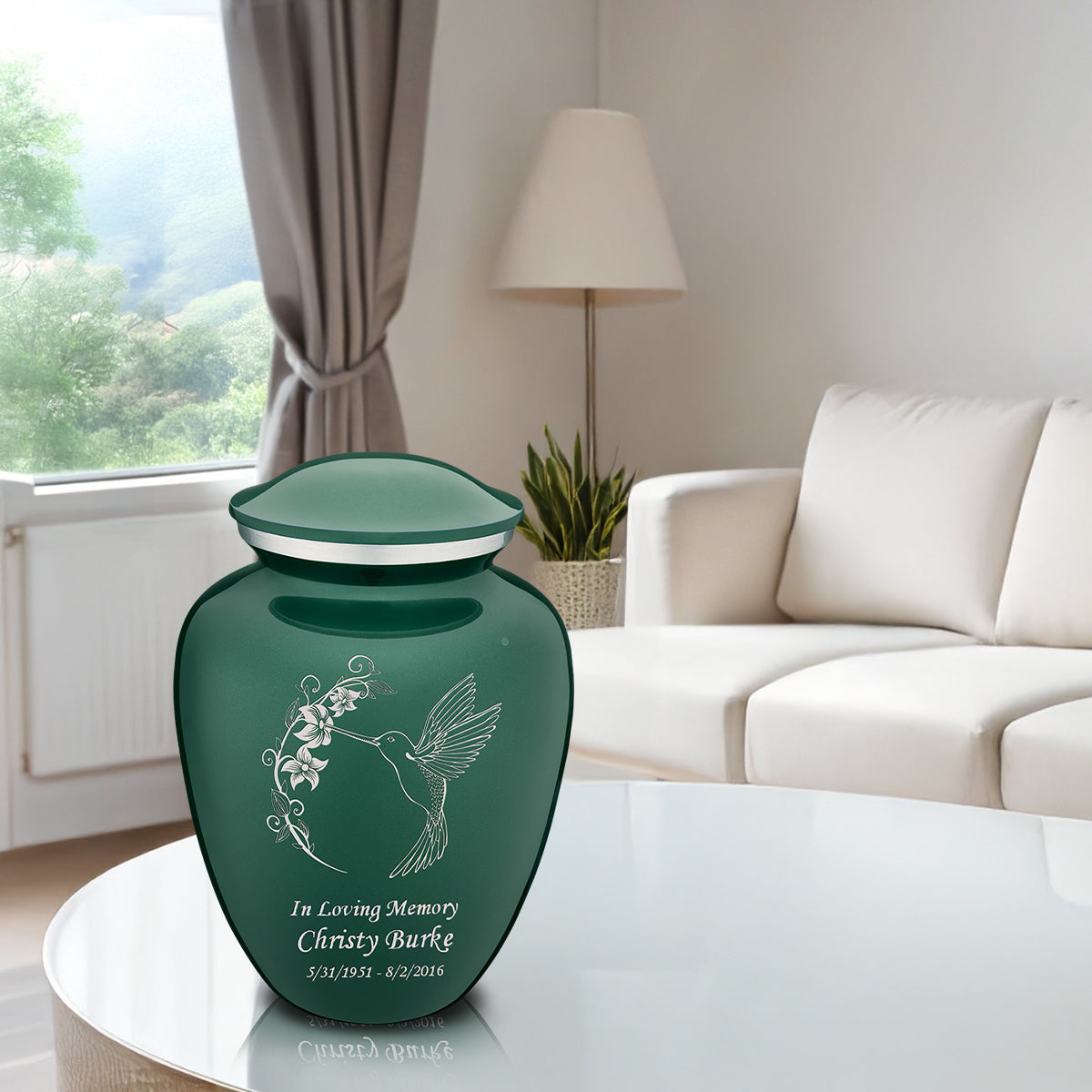 Adult Embrace Green Hummingbird Cremation Urn