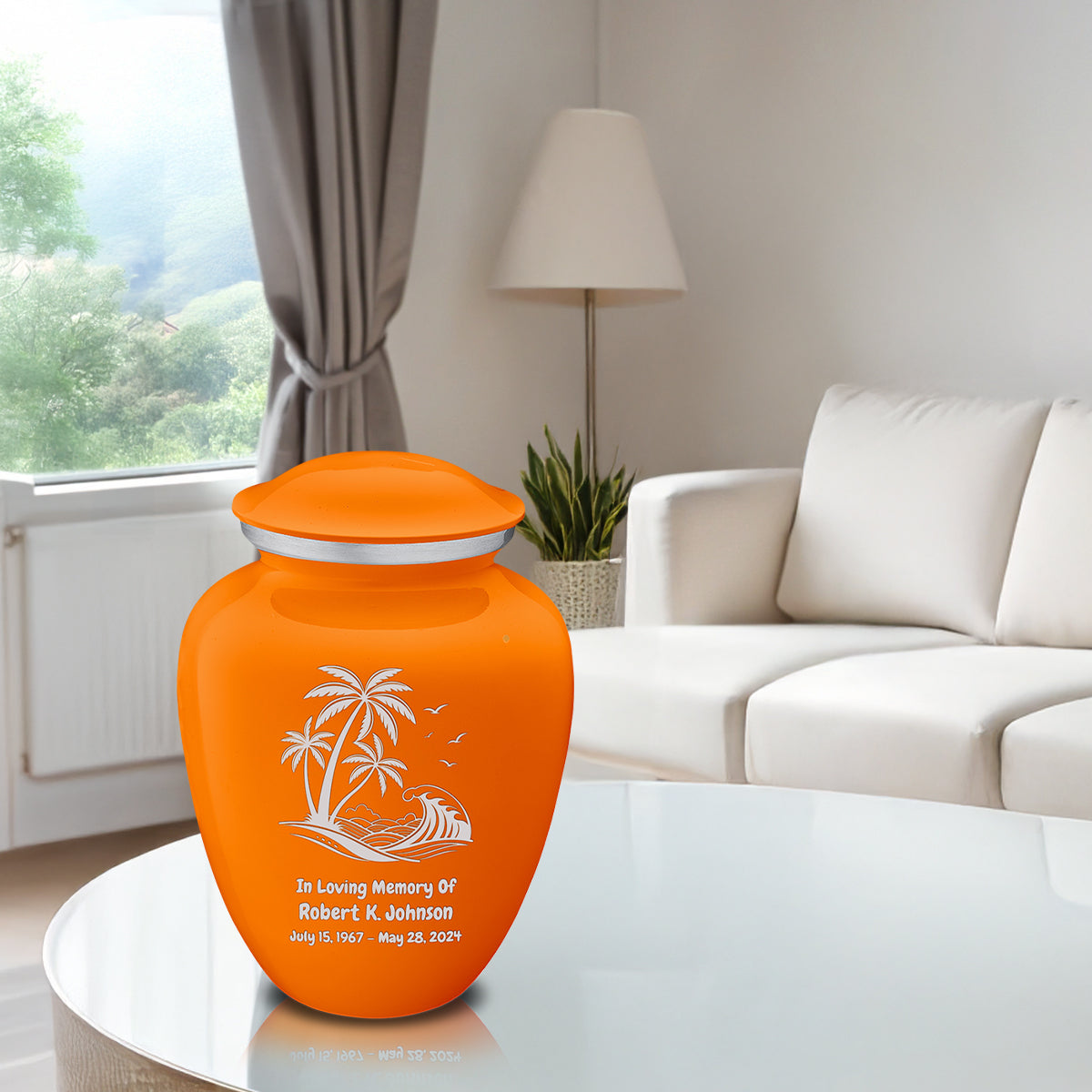 Adult Embrace Burnt Orange Palm Beach Cremation Urn