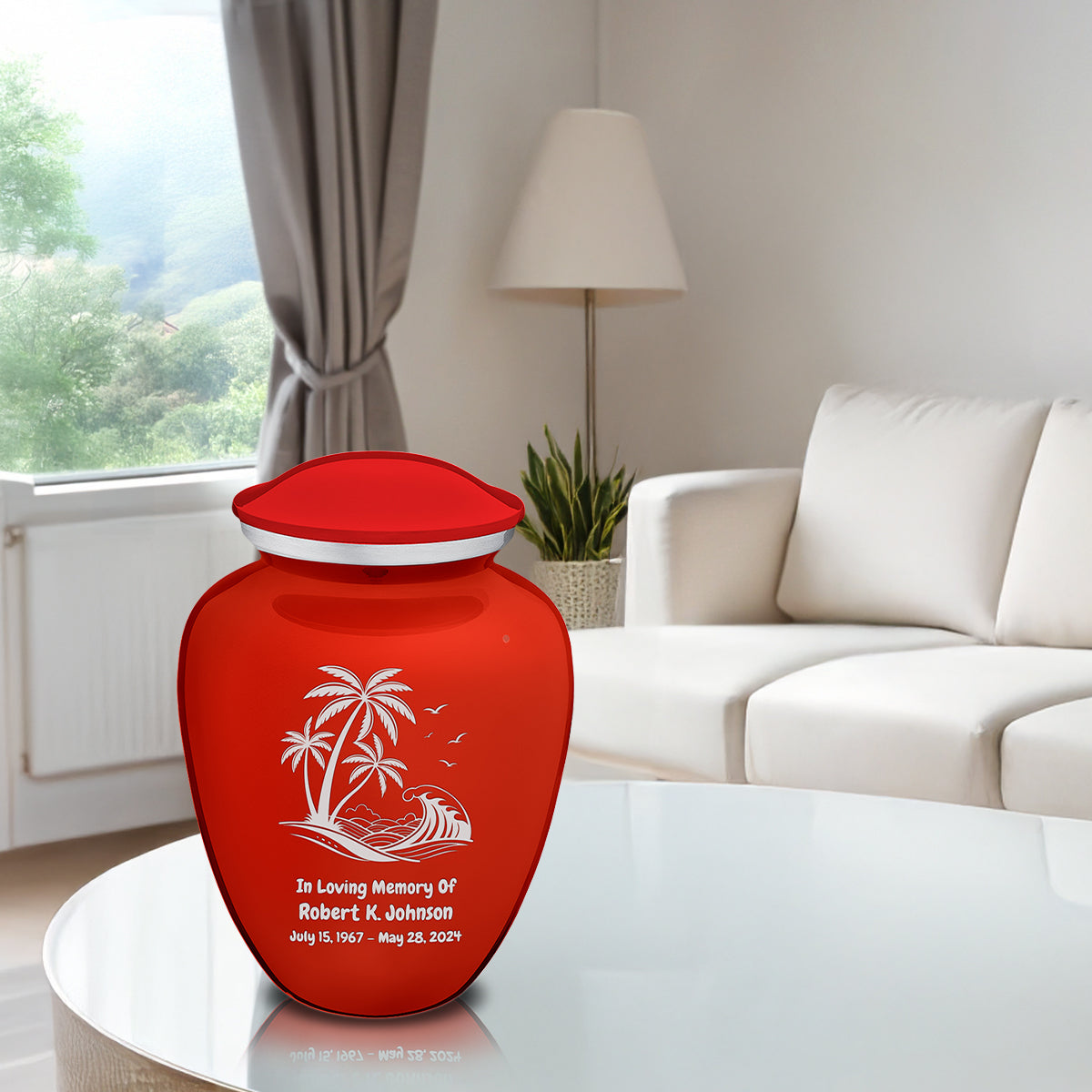 Adult Embrace Bright Red Palm Beach Cremation Urn