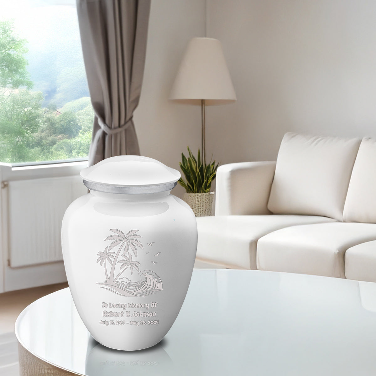 Adult Embrace White Palm Beach Cremation Urn