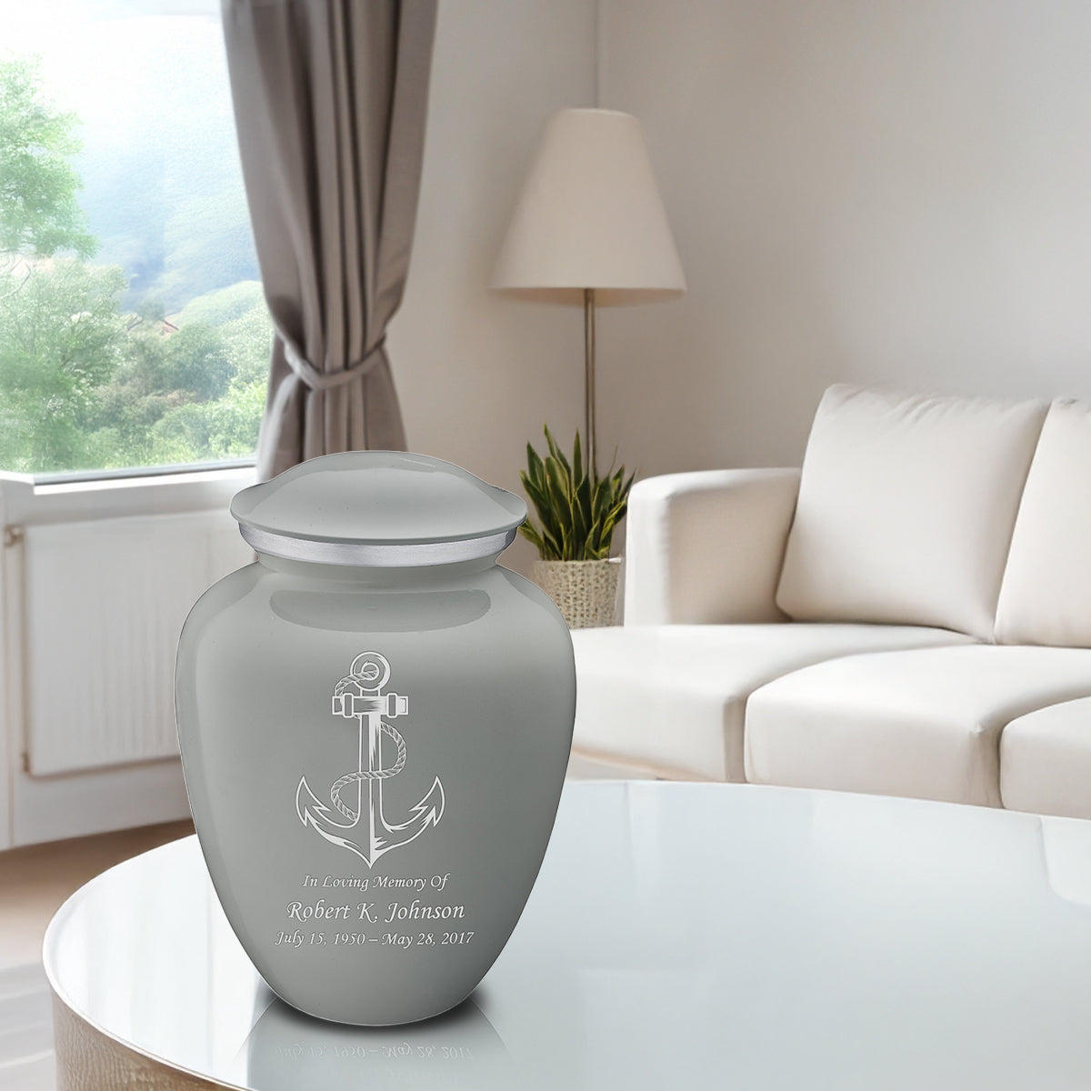 Adult Embrace Slate Grey Anchor Cremation Urn