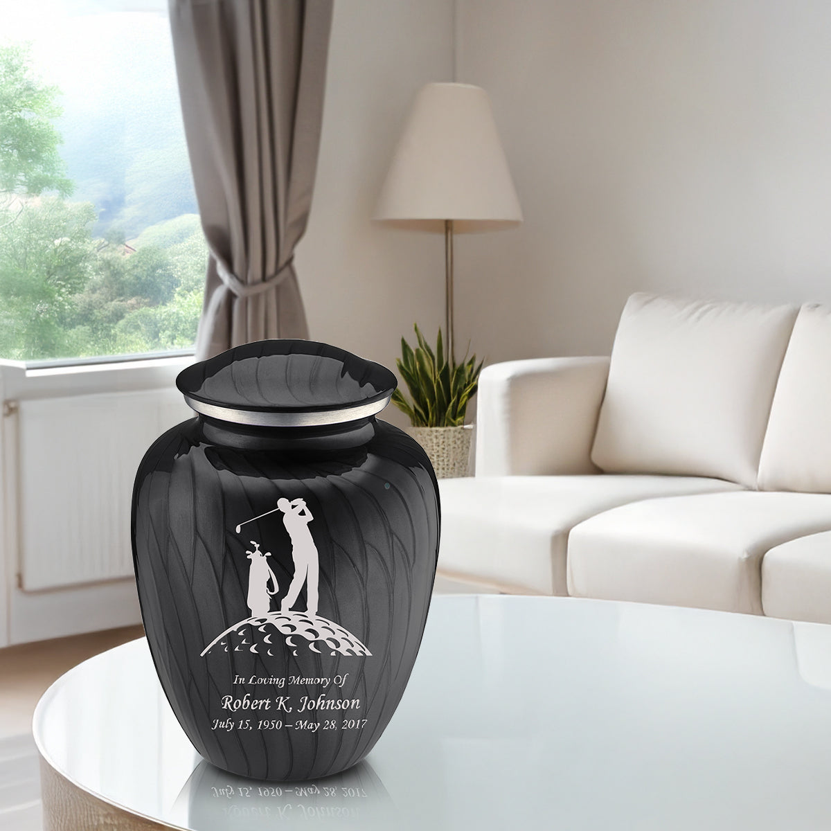 Adult Embrace Pearl Black Golf Cremation Urn