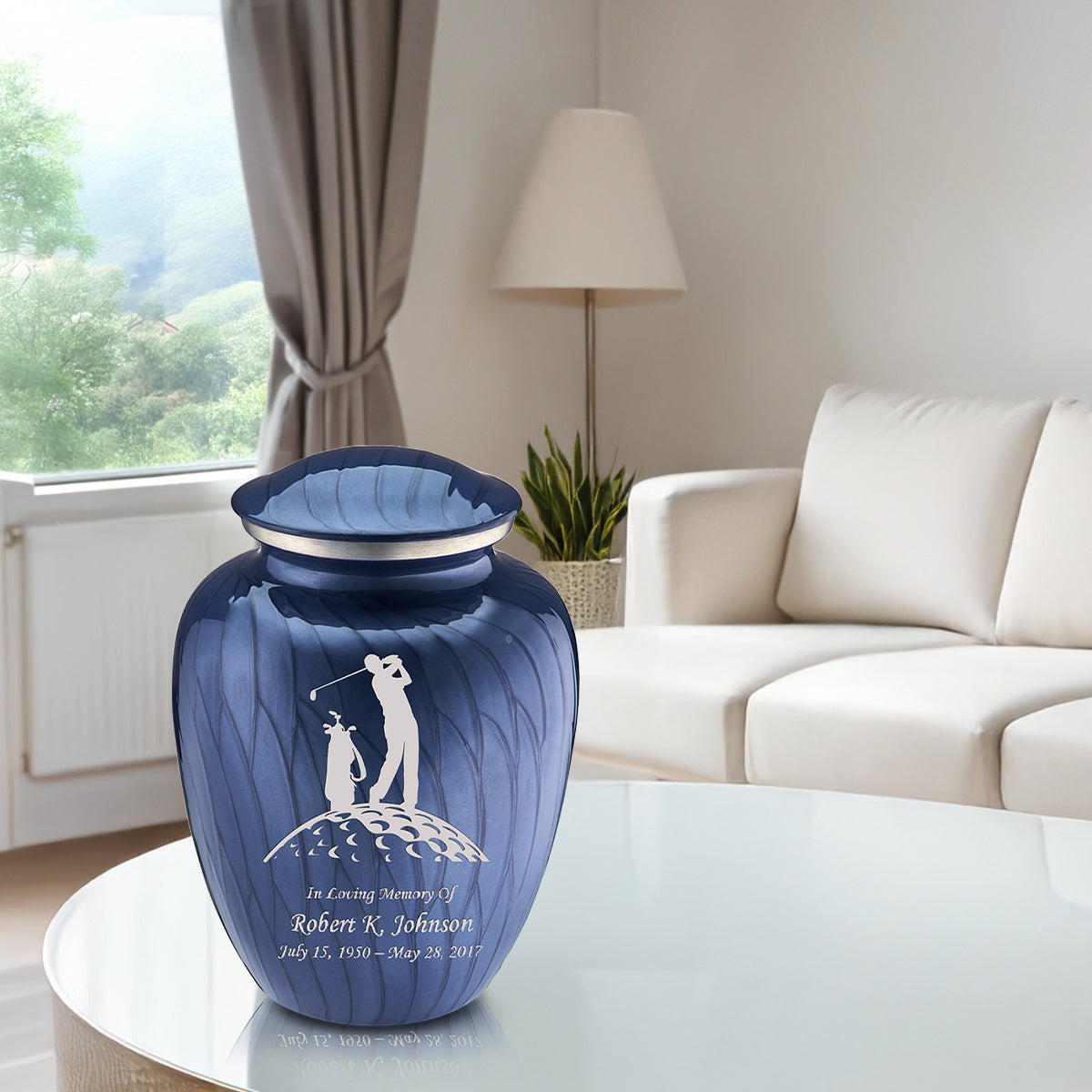 Adult Embrace Pearl Cobalt Blue Golf Cremation Urn