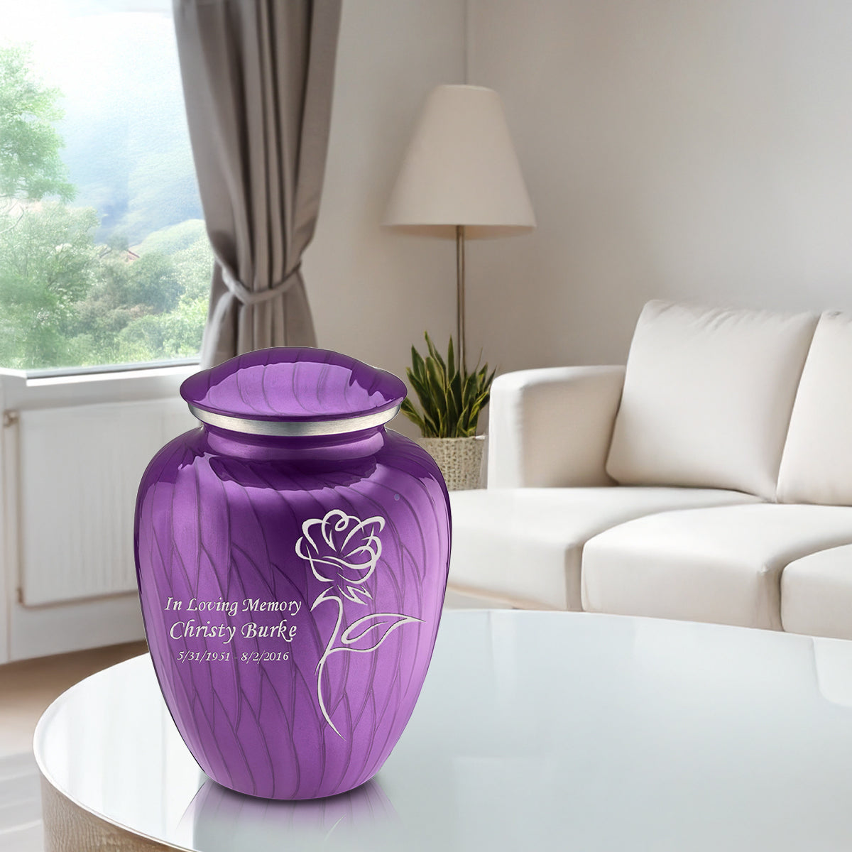 Adult Embrace Pearl Purple Rose Cremation Urn