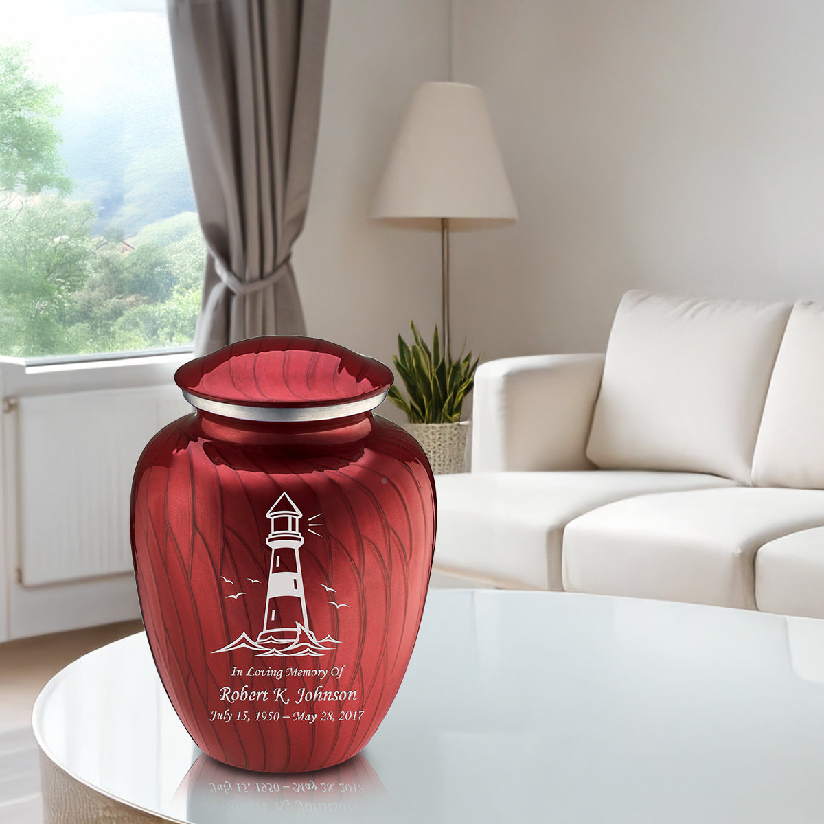 Adult Embrace Pearl Candy Red Lighthouse Cremation Urn