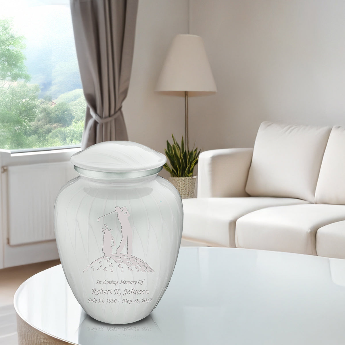 Adult Embrace Pearl White Golf Cremation Urn