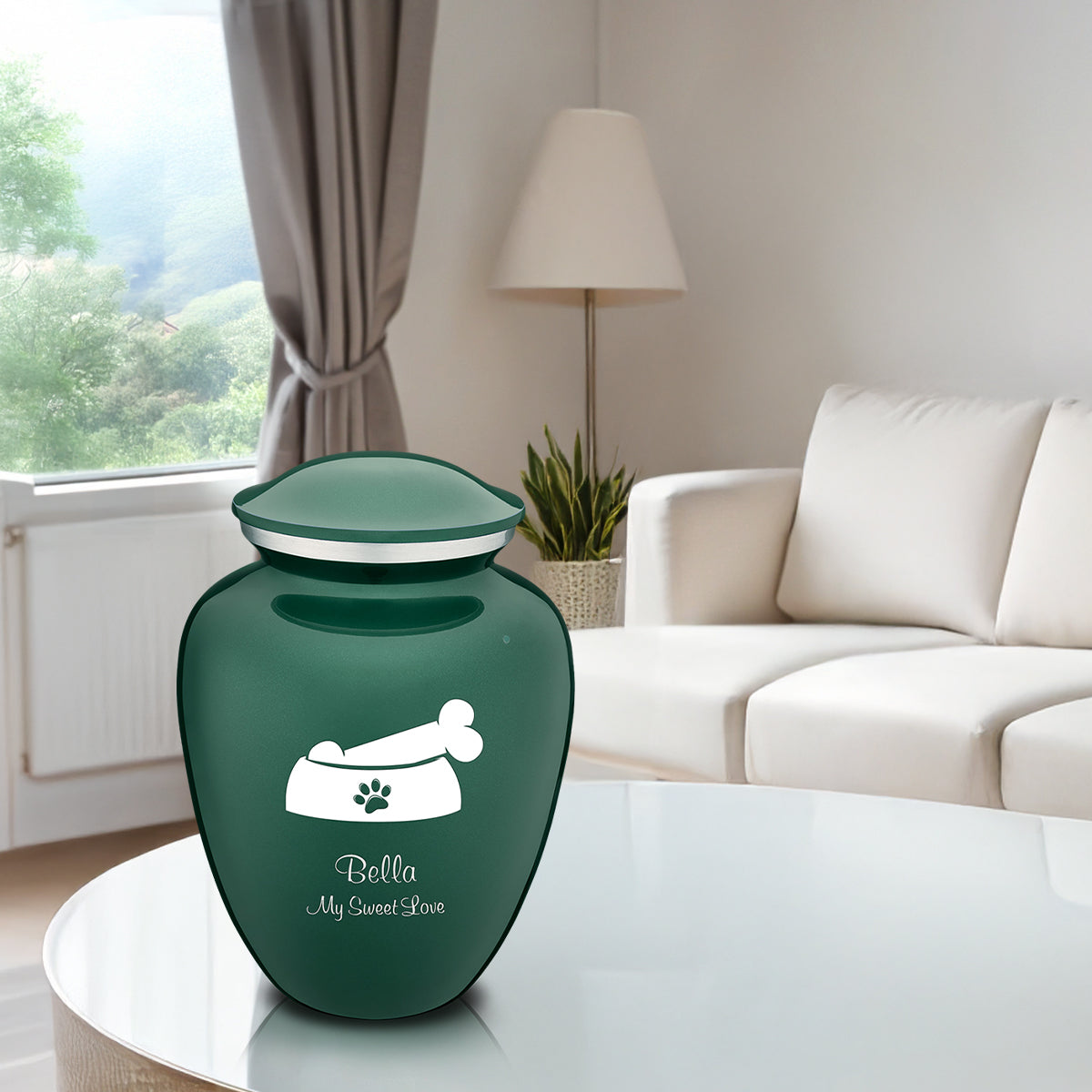 Large Embrace Green Pet Dog Bone Cremation Urn