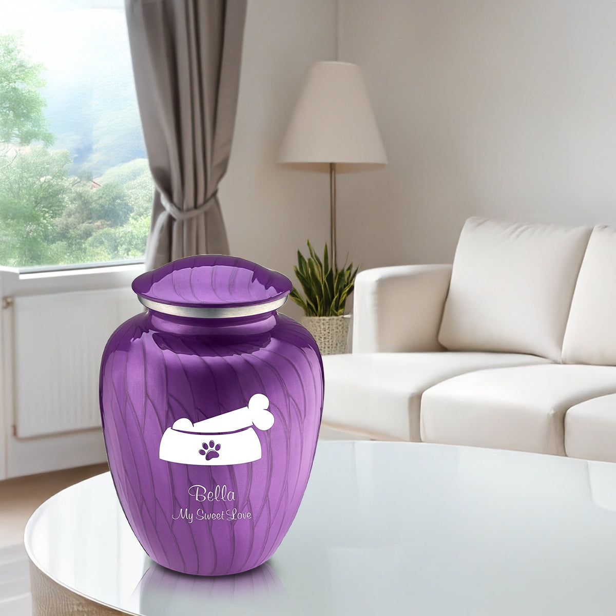 Large Embrace Pearl Purple Pet Dog Bone Cremation Urn