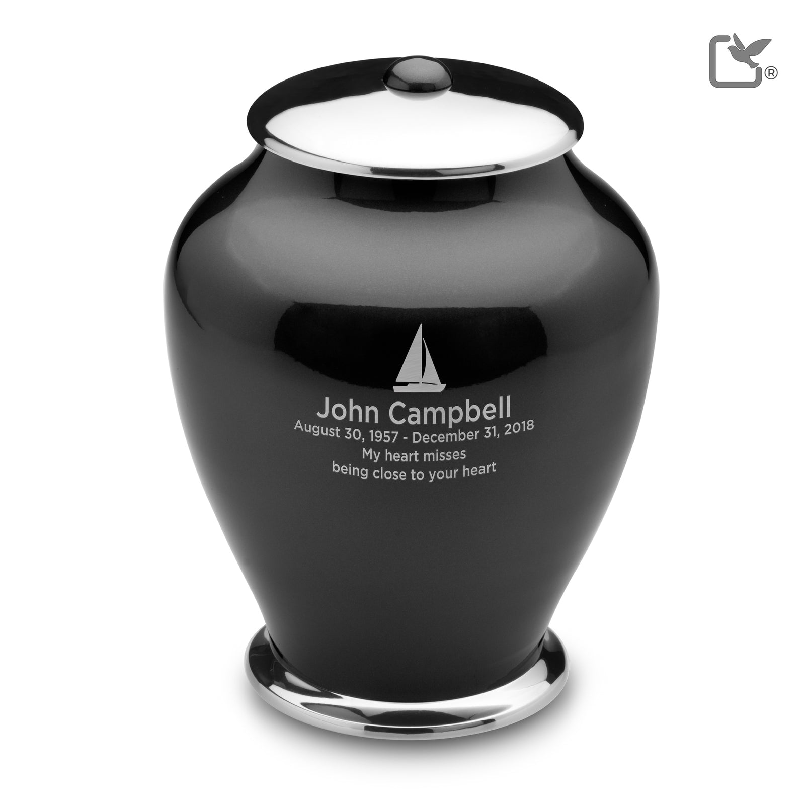 Adult Tall Simplicity Midnight Cremation Urn - COMFORT by LoveUrns