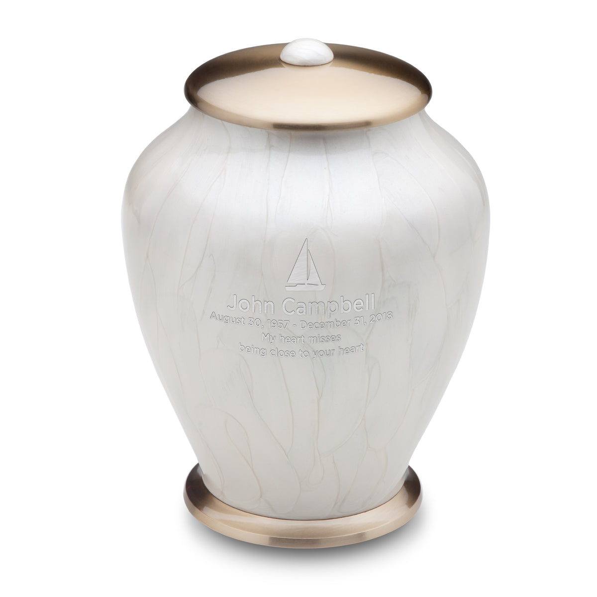 Adult Tall Simplicity Pearl Cremation Urn - COMFORT by LoveUrns