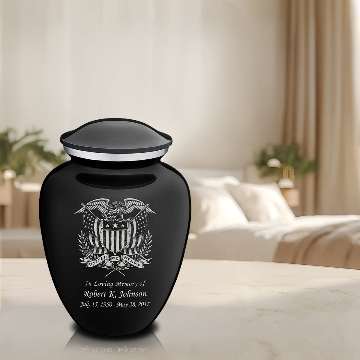 Adult Embrace Black American Glory Cremation Urn