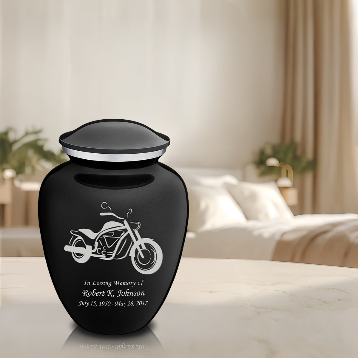 Adult Embrace Black Motorcycle Cremation Urn