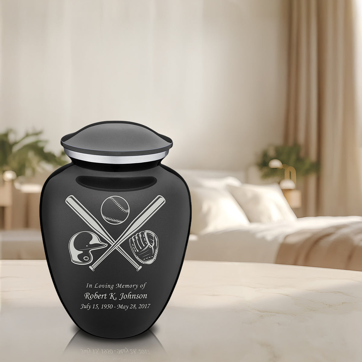 Adult Embrace Charcoal Baseball Cremation Urn