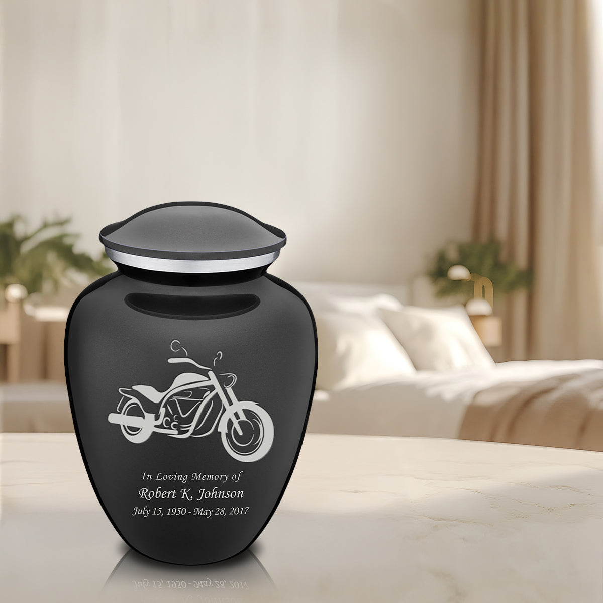 Adult Embrace Charcoal Motorcycle Cremation Urn