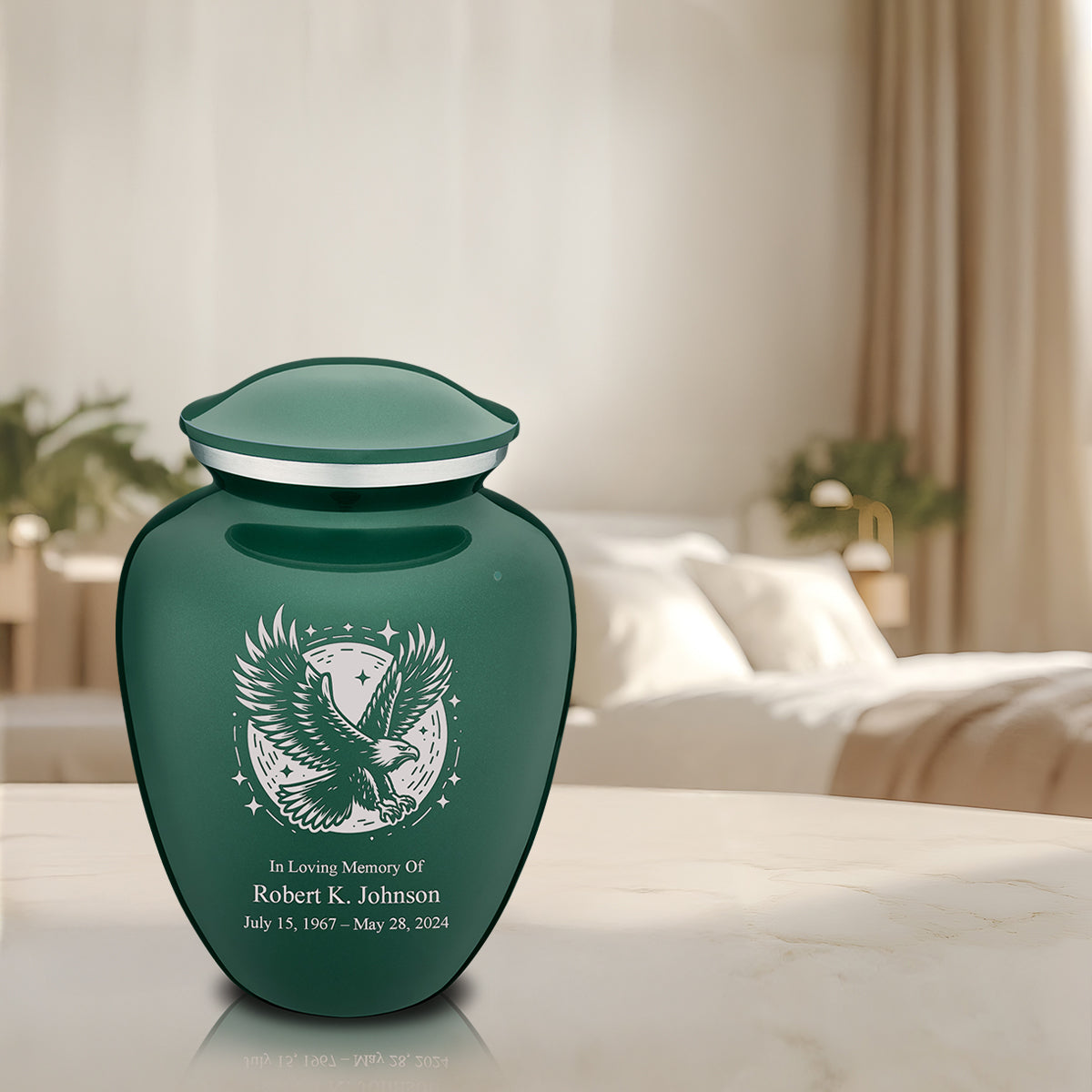 Adult Embrace Green Flying Eagle Cremation Urn