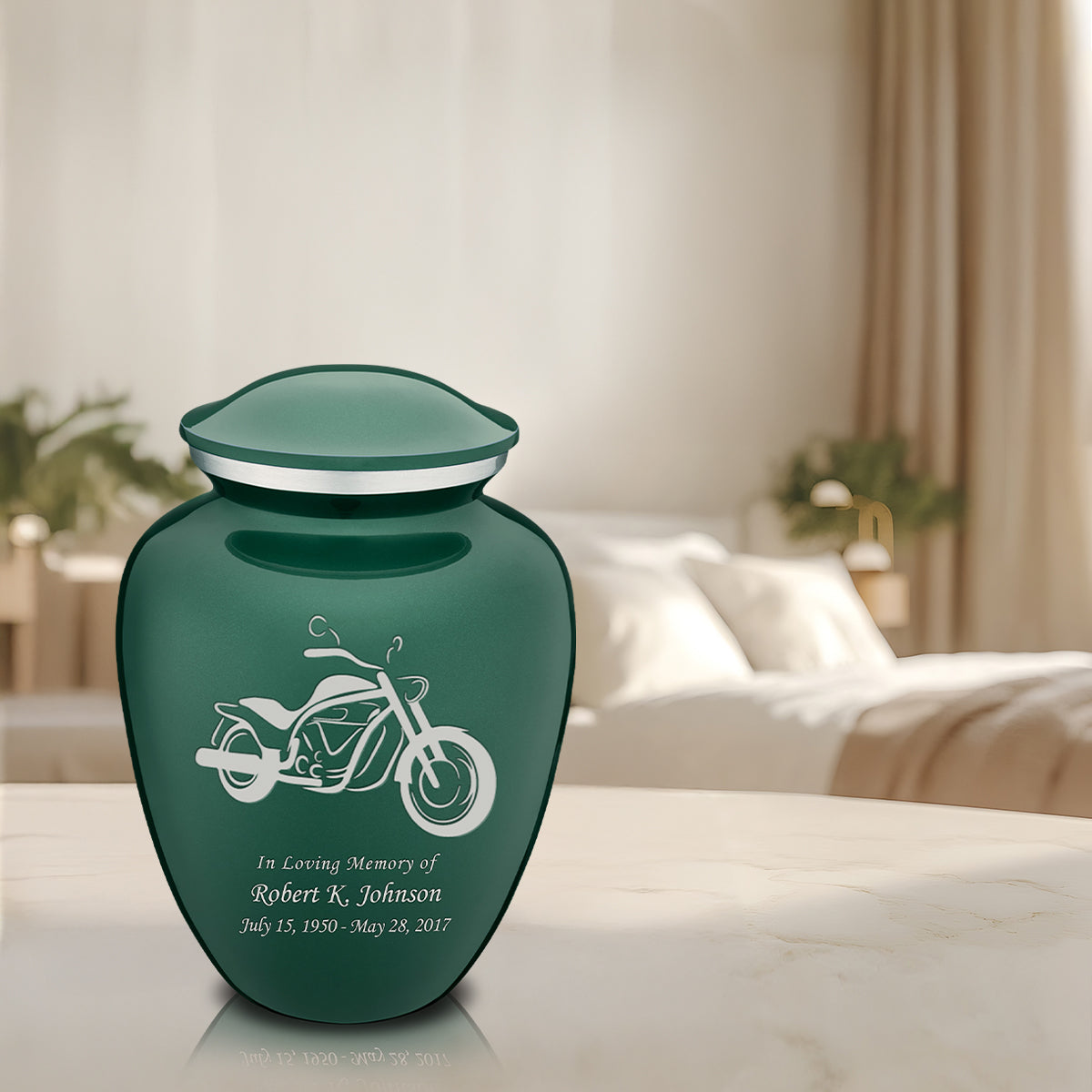 Adult Embrace Green Motorcycle Cremation Urn