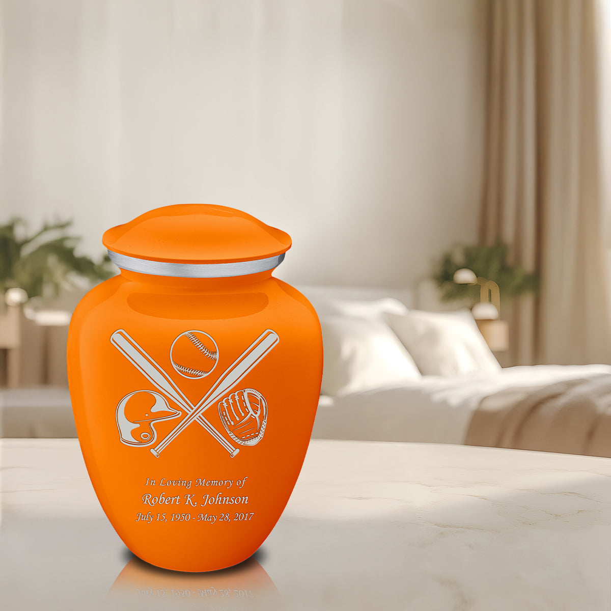Adult Embrace Burnt Orange Baseball Cremation Urn
