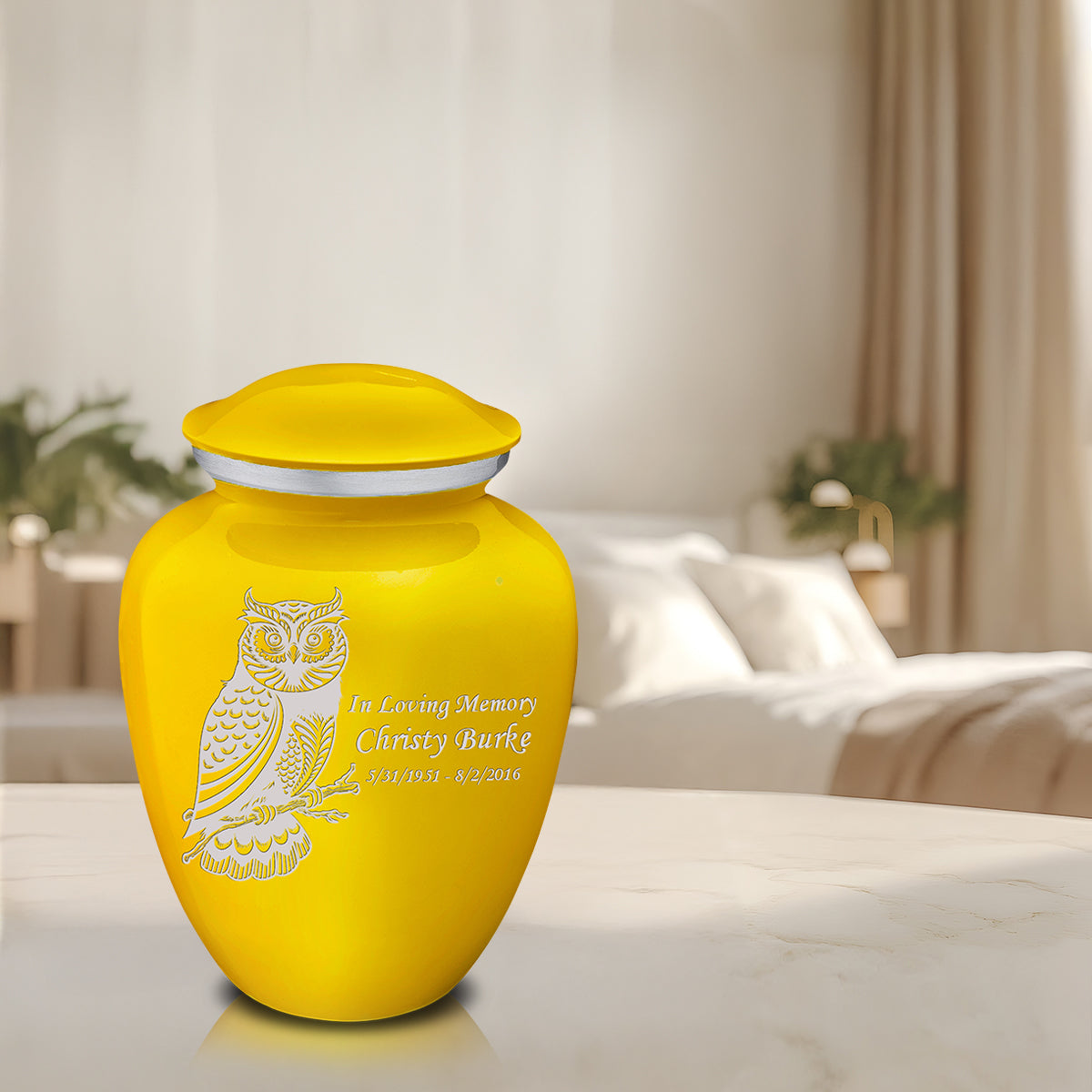 Adult Embrace Yellow Owl Cremation Urn