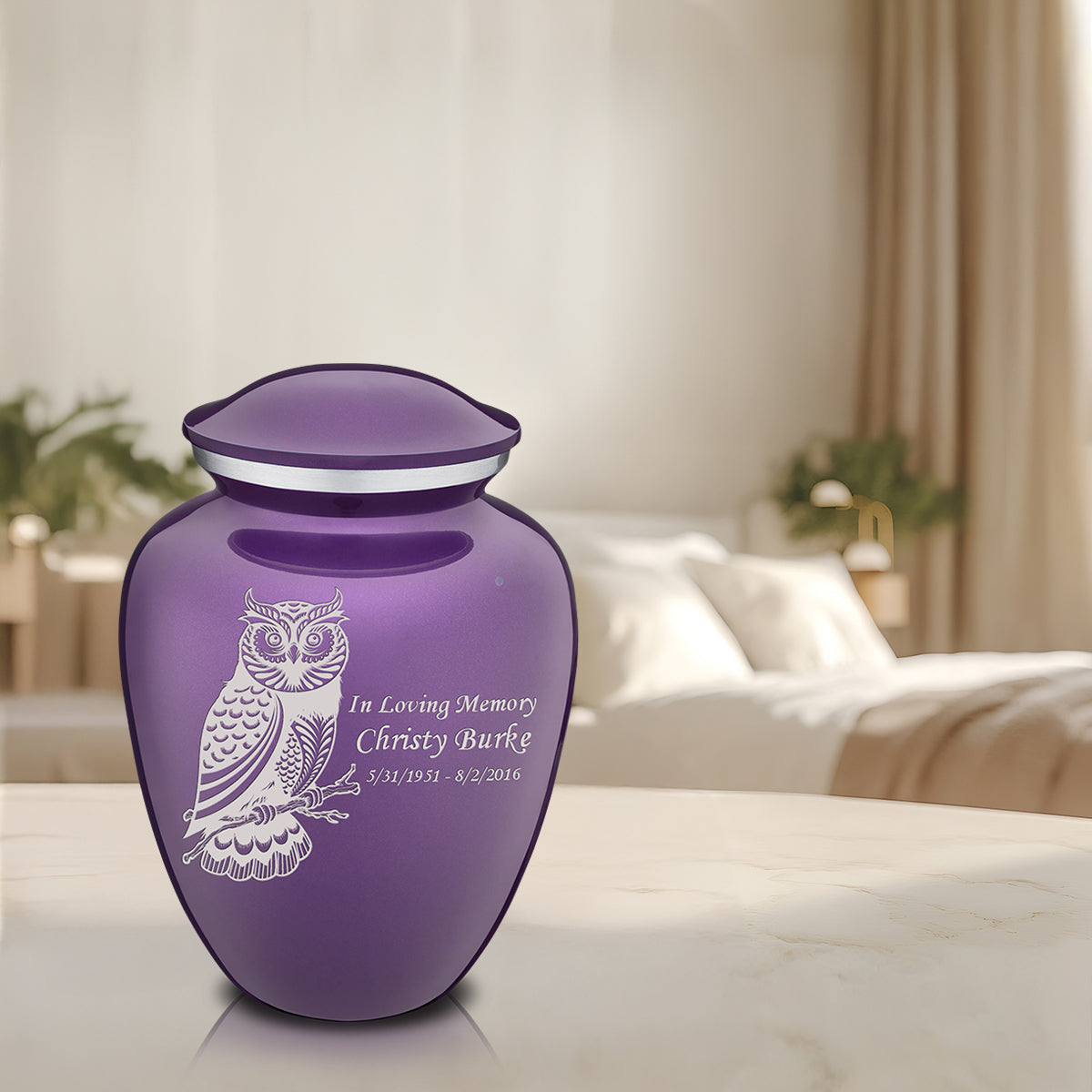 Adult Embrace Purple Owl Cremation Urn