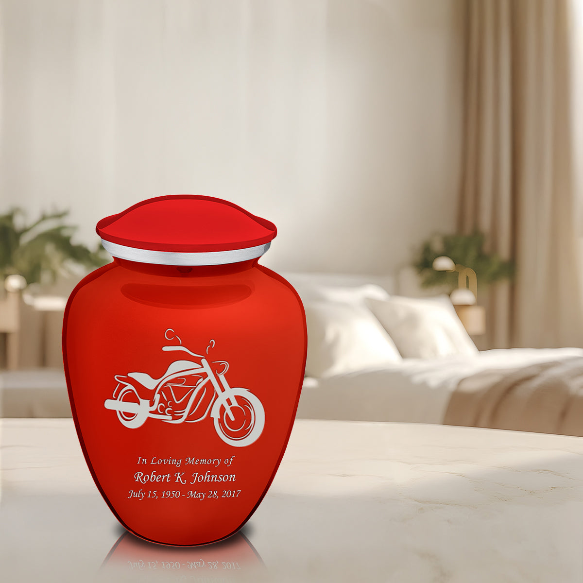 Adult Embrace Bright Red Motorcycle Cremation Urn