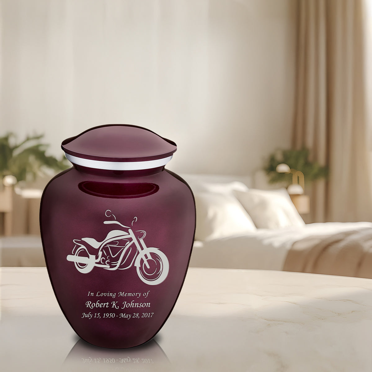 Adult Embrace Cherry Purple Motorcycle Cremation Urn