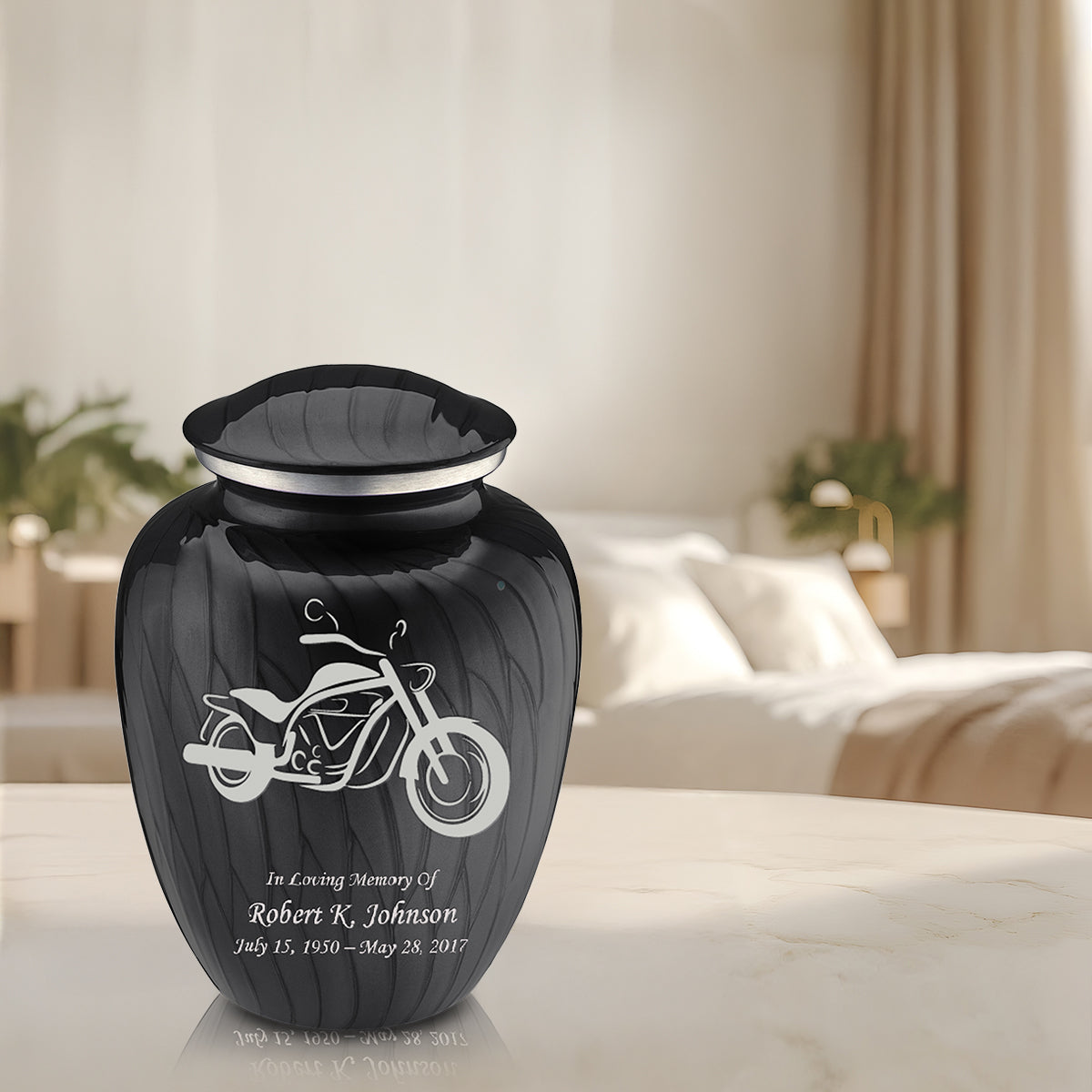 Adult Embrace Pearl Black Motorcycle Cremation Urn