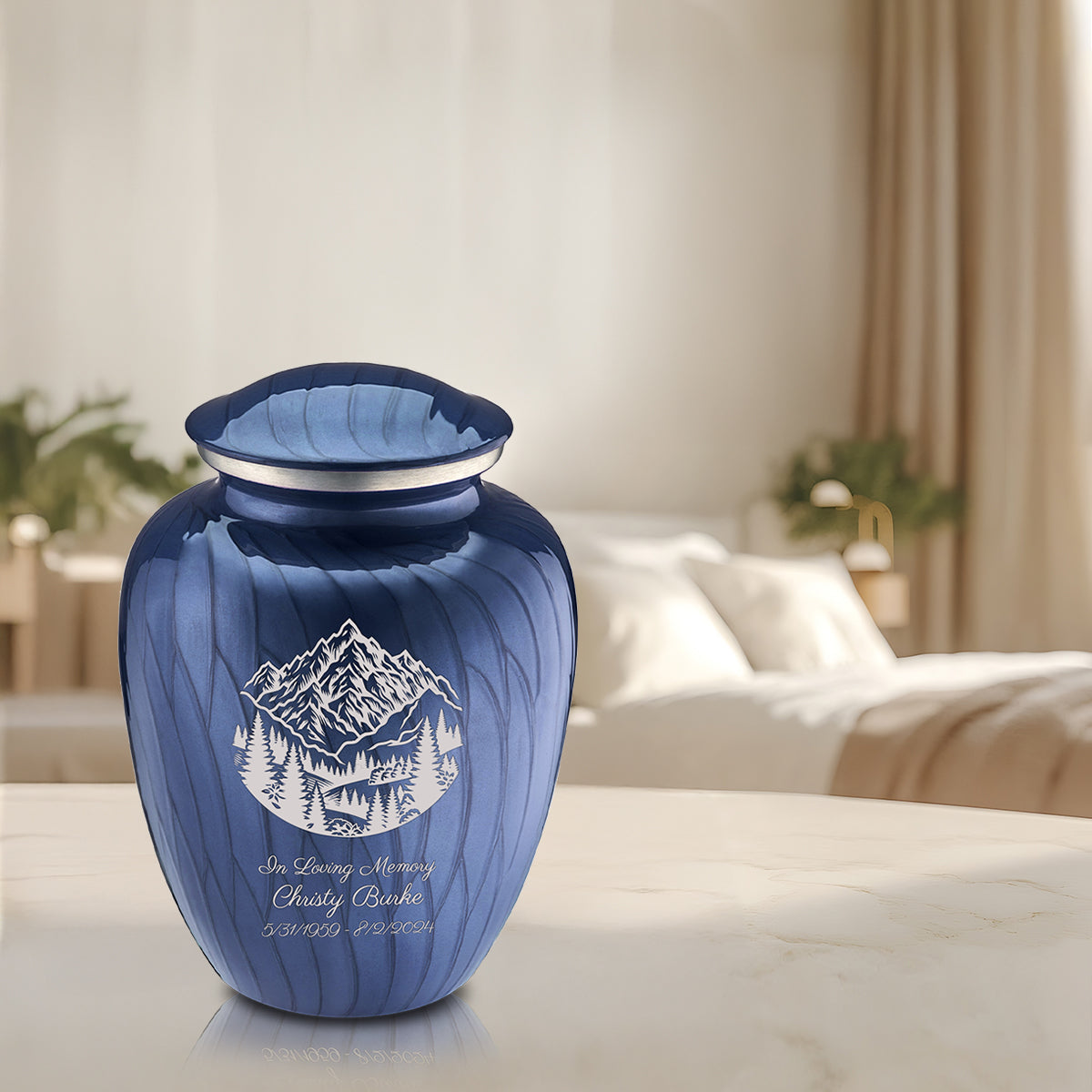 Adult Embrace Pearl Cobalt Blue Rocky Mountains Cremation Urn
